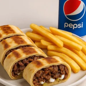 double arabic shawarma meal with pepsi