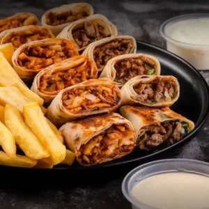 double arabic shawarma meal with pepsi